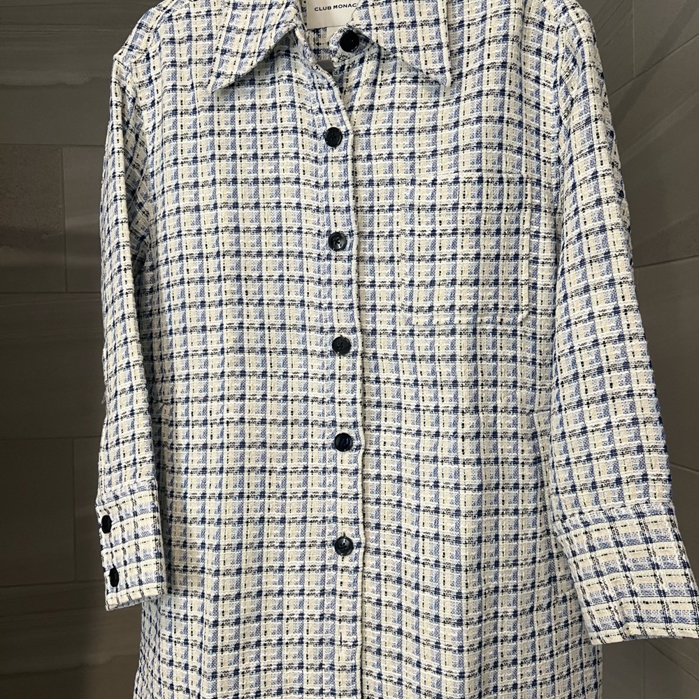 Blue and White Plaid Women's Top